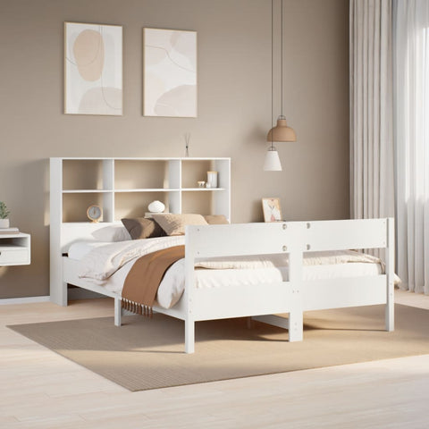 vidaXL Bookcase Bed without Mattress White 140x190cm Solid Wood Pine