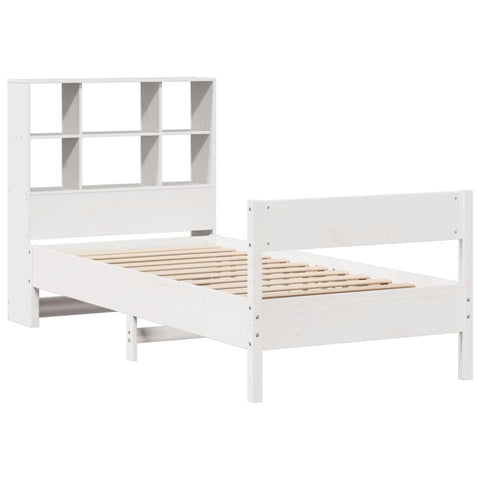 vidaXL Bookcase Bed without Mattress White 90x190 cm Small Single Solid Wood Pine