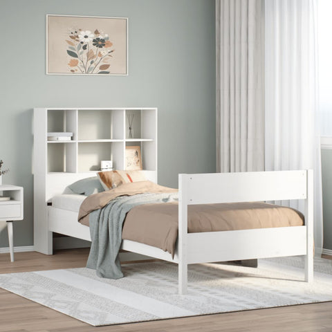 vidaXL Bookcase Bed without Mattress White 90x190 cm Small Single Solid Wood Pine