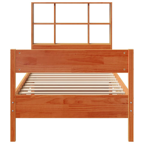 vidaXL Bookcase Bed without Mattress Wax Brown 90x190 cm Small Single Solid Wood Pine