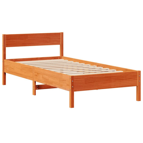 vidaXL Bookcase Bed without Mattress Wax Brown 90x190 cm Small Single Solid Wood Pine