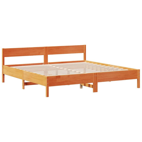 vidaXL Bookcase Bed without Mattress Wax Brown 200x200cm Solid Wood Pine