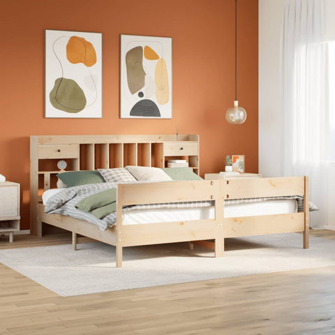 vidaXL Bookcase Bed without Mattress 180x200cm Super King Solid Wood Pine