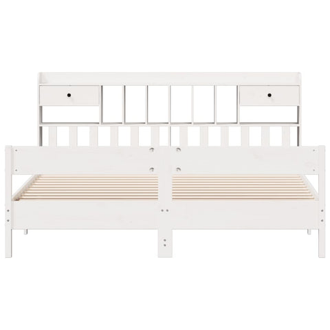 vidaXL Bookcase Bed without Mattress White 180x200cm Super King Solid Wood Pine