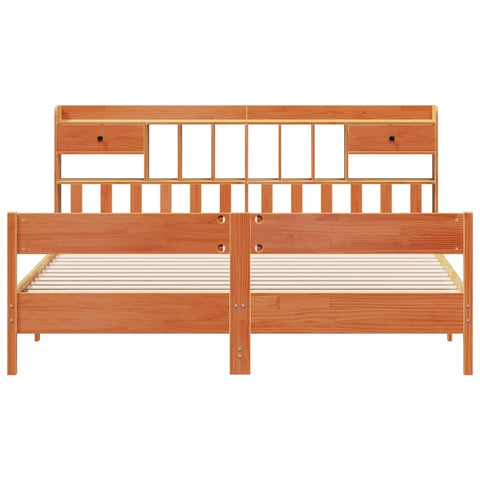 vidaXL Bookcase Bed without Mattress Wax Brown 180x200cm Super King Solid Wood Pine