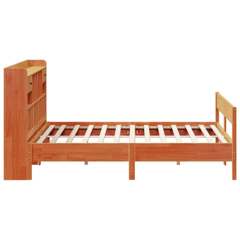 vidaXL Bookcase Bed without Mattress Wax Brown 180x200cm Super King Solid Wood Pine