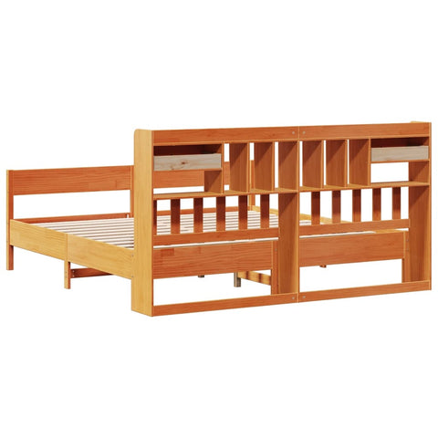 vidaXL Bookcase Bed without Mattress Wax Brown 180x200cm Super King Solid Wood Pine