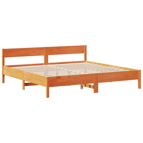 vidaXL Bookcase Bed without Mattress Wax Brown 180x200cm Super King Solid Wood Pine