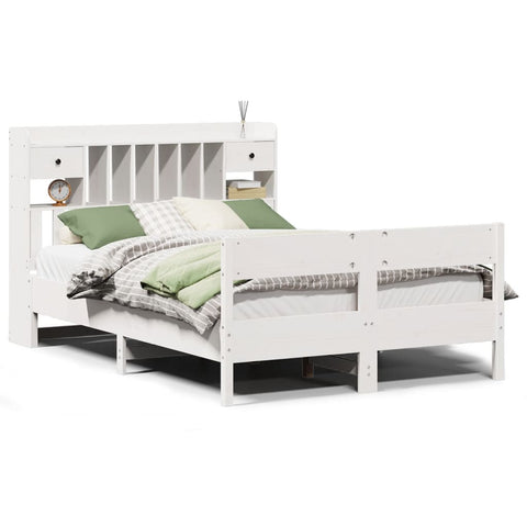 vidaXL Bookcase Bed without Mattress White 160x200cm Solid Wood Pine