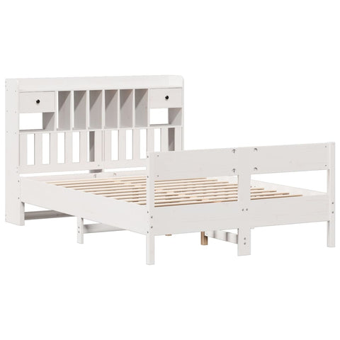 vidaXL Bookcase Bed without Mattress White 160x200cm Solid Wood Pine