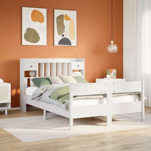 vidaXL Bookcase Bed without Mattress White 160x200cm Solid Wood Pine
