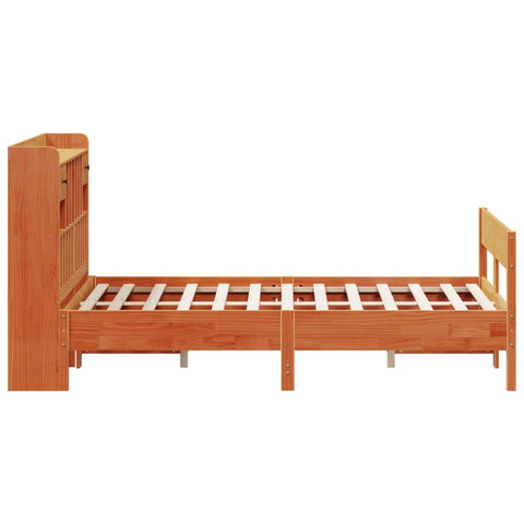 vidaXL Bookcase Bed without Mattress Wax Brown 160x200cm Solid Wood Pine