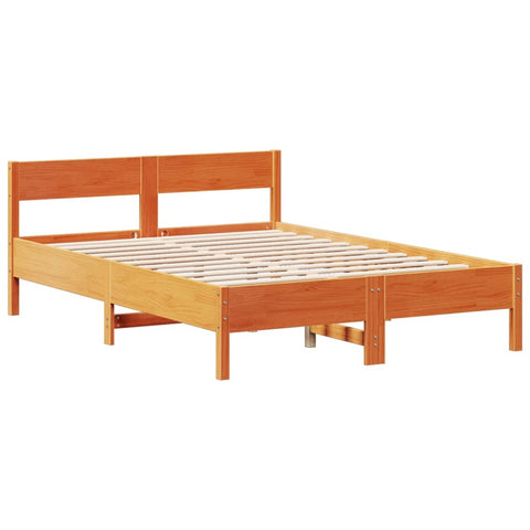 vidaXL Bookcase Bed without Mattress Wax Brown 160x200cm Solid Wood Pine