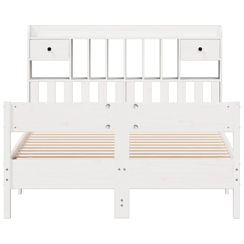 vidaXL Bookcase Bed without Mattress White 150x200cm King Size Solid Wood Pine