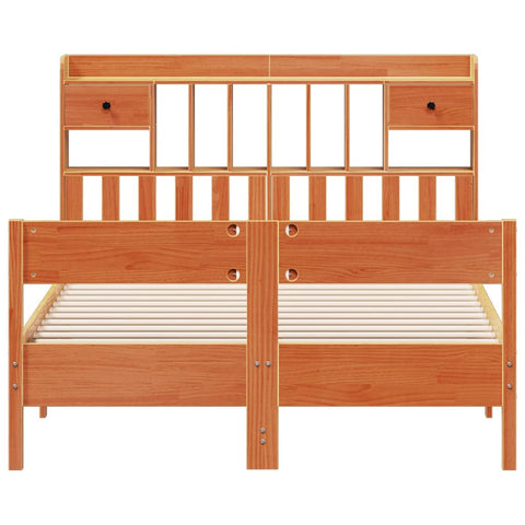 vidaXL Bookcase Bed without Mattress Wax Brown 140x200cm Solid Wood Pine