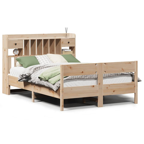 vidaXL Bookcase Bed without Mattress 135x190cm Double Solid Wood Pine