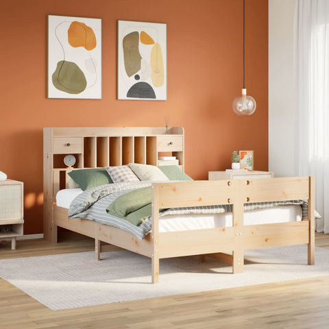 vidaXL Bookcase Bed without Mattress 135x190cm Double Solid Wood Pine