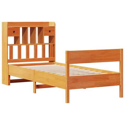 vidaXL Bookcase Bed without Mattress Wax Brown 90x190 cm Single Solid Wood Pine