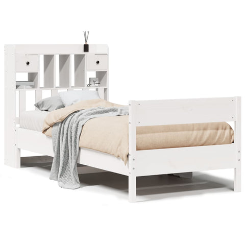 vidaXL Bookcase Bed without Mattress White 75x190 cm Small Single Solid Wood Pine