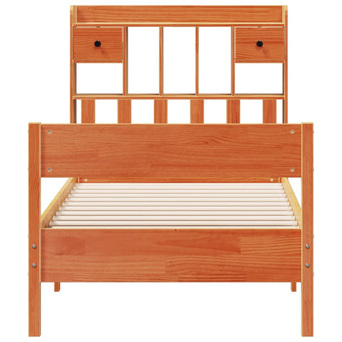 vidaXL Bookcase Bed without Mattress Wax Brown 75x190 cm Small Single Solid Wood Pine