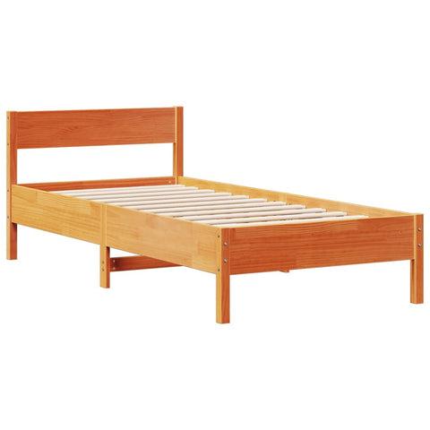 vidaXL Bookcase Bed without Mattress Wax Brown 75x190 cm Small Single Solid Wood Pine