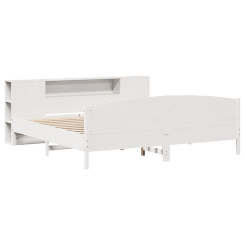vidaXL Bookcase Bed without Mattress White 200x200cm Solid Wood Pine