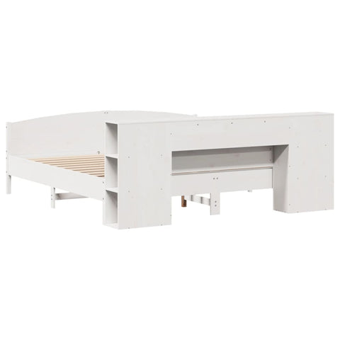 vidaXL Bookcase Bed without Mattress White 200x200cm Solid Wood Pine