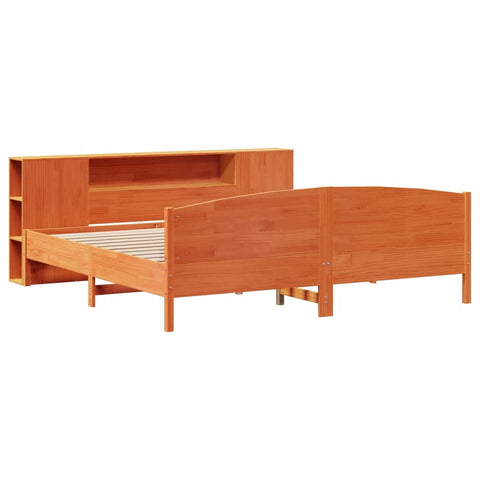 vidaXL Bookcase Bed without Mattress Wax Brown 200x200cm Solid Wood Pine