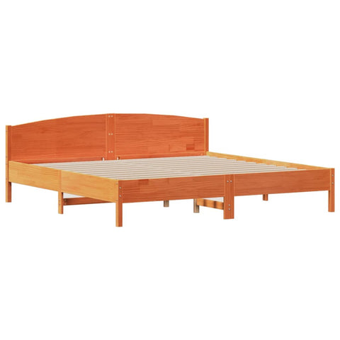 vidaXL Bookcase Bed without Mattress Wax Brown 200x200cm Solid Wood Pine