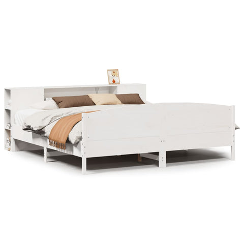 vidaXL Bookcase Bed without Mattress White 180x200cm Solid Wood Pine