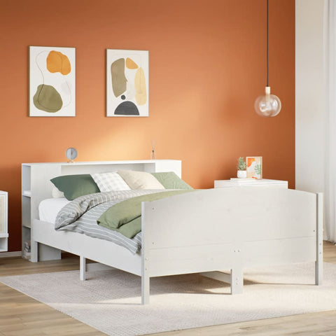 vidaXL Bookcase Bed without Mattress White 150x200cm Solid Wood Pine