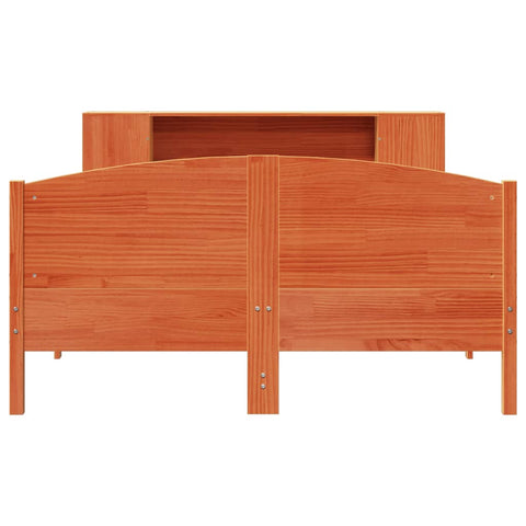 vidaXL Bookcase Bed without Mattress Wax Brown 140x190cm Solid Wood Pine
