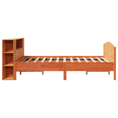 vidaXL Bookcase Bed without Mattress Wax Brown 140x190cm Solid Wood Pine