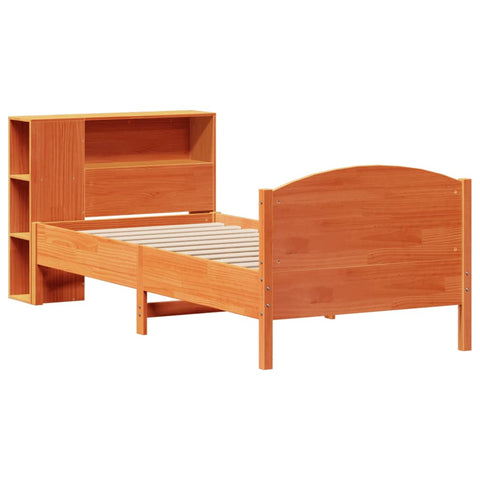 vidaXL Bookcase Bed without Mattress Wax Brown 100x200cm Solid Wood Pine