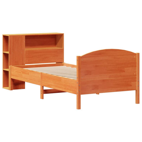 vidaXL Bookcase Bed without Mattress Wax Brown 75x190cm Small Single Solid Wood Pine