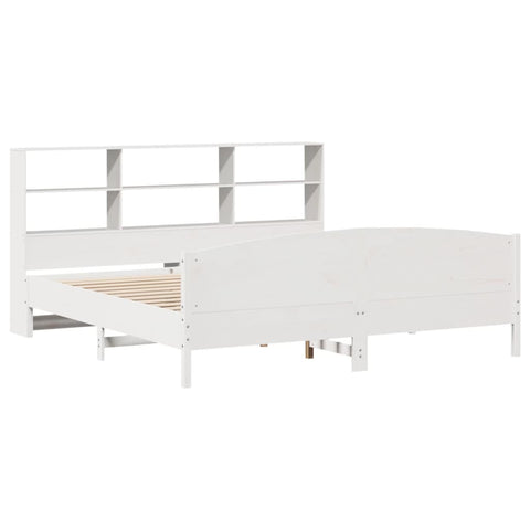 vidaXL Bookcase Bed without Mattress White 200x200cm Solid Wood Pine