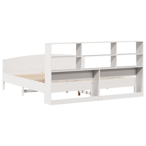 vidaXL Bookcase Bed without Mattress White 200x200cm Solid Wood Pine