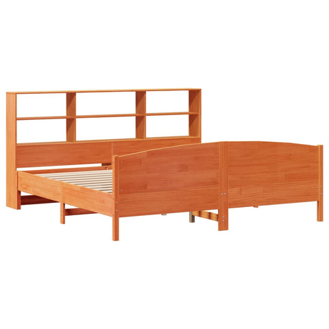 vidaXL Bookcase Bed without Mattress Wax Brown 200x200cm Solid Wood Pine