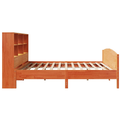vidaXL Bookcase Bed without Mattress Wax Brown 200x200cm Solid Wood Pine