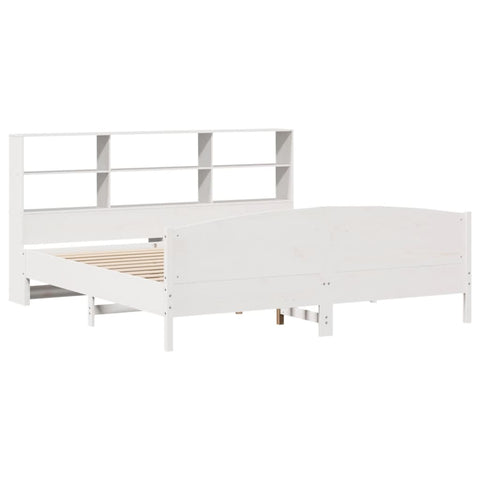 vidaXL Bookcase Bed without Mattress White 180x200 cm Super King Solid Wood Pine