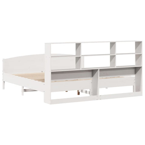 vidaXL Bookcase Bed without Mattress White 180x200 cm Super King Solid Wood Pine