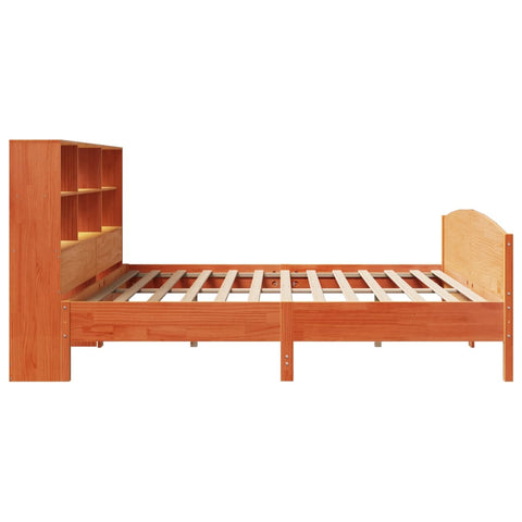 vidaXL Bookcase Bed without Mattress Wax Brown 180x200 cm Super King Solid Wood Pine