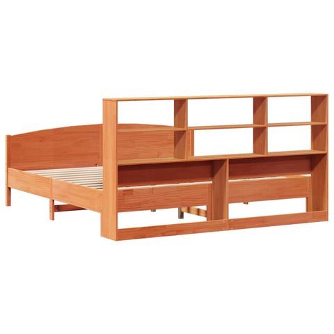 vidaXL Bookcase Bed without Mattress Wax Brown 180x200 cm Super King Solid Wood Pine