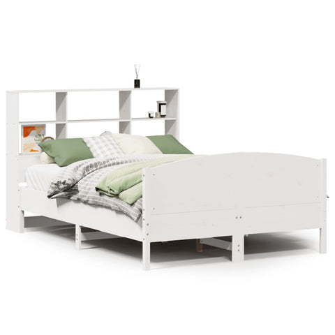 vidaXL Bookcase Bed without Mattress White 140x200cm Solid Wood Pine