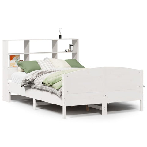 vidaXL Bookcase Bed without Mattress White 140x190cm Solid Wood Pine