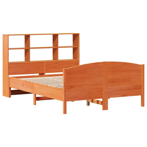 vidaXL Bookcase Bed without Mattress Wax Brown 135x190 cm Double Solid Wood Pine