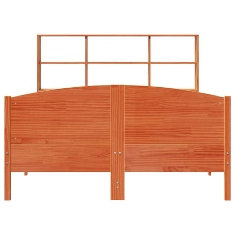 vidaXL Bookcase Bed without Mattress Wax Brown 135x190 cm Double Solid Wood Pine