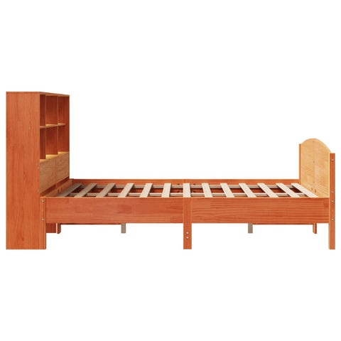 vidaXL Bookcase Bed without Mattress Wax Brown 135x190 cm Double Solid Wood Pine