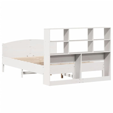 vidaXL Bookcase Bed without Mattress White 120x190 cm Small Double Solid Wood Pine