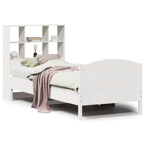 vidaXL Bookcase Bed without Mattress White 90x200cm Solid Wood Pine